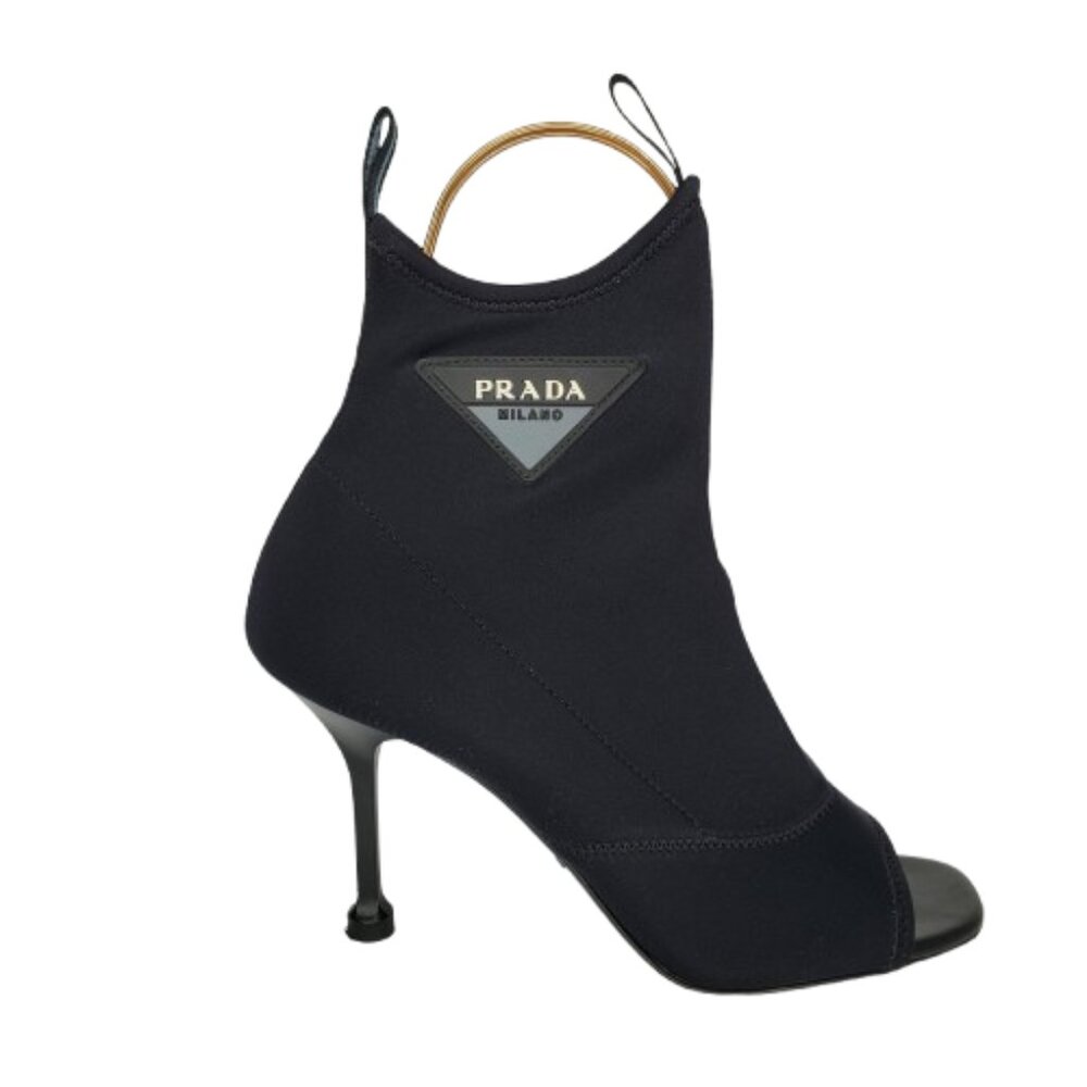 Prada Neoprene Pointed Open Toe Sock 90 Boots - image 1